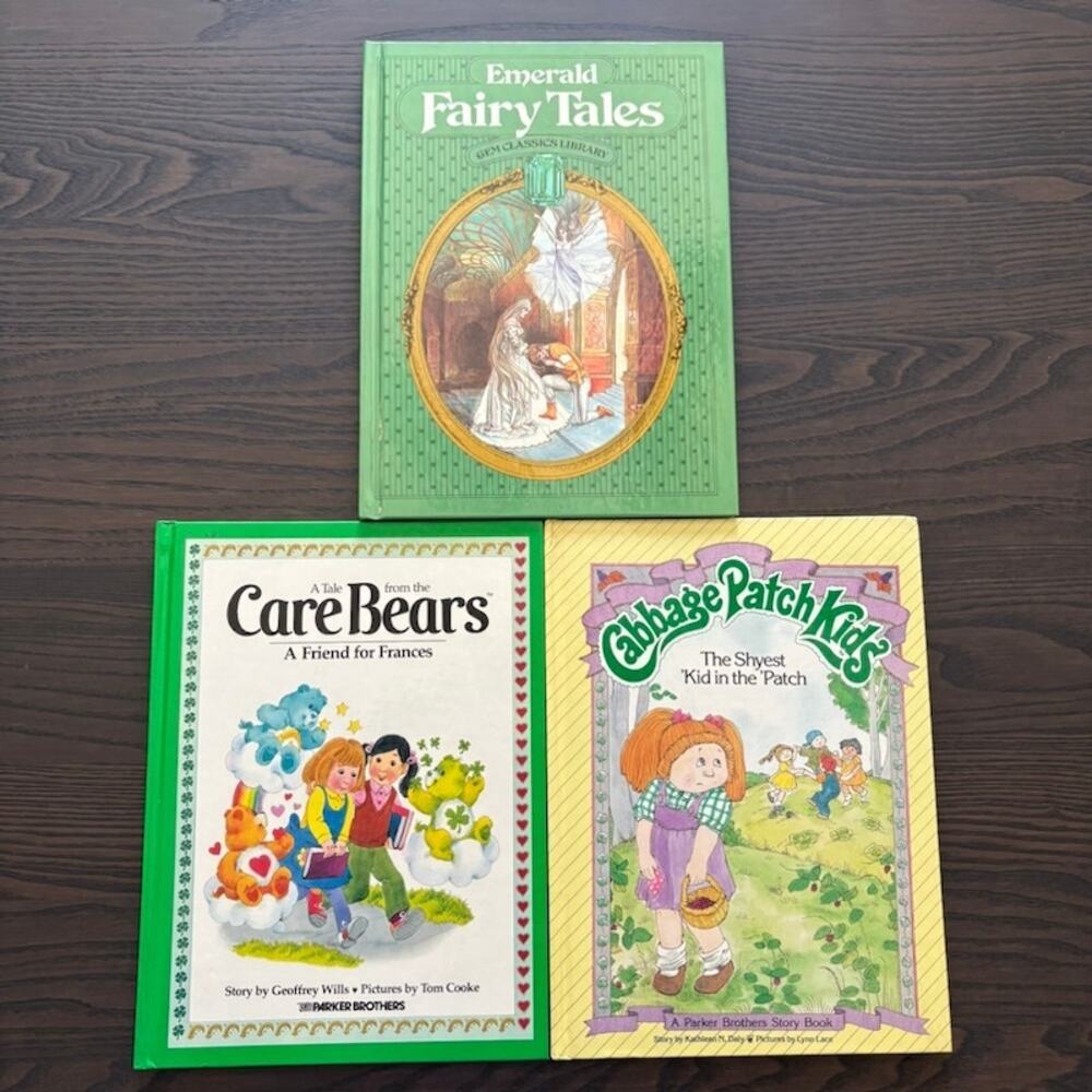 3 Hardcover Children's Books Vintage 1980s Cabbage Patch Fairy Tales Care Bears